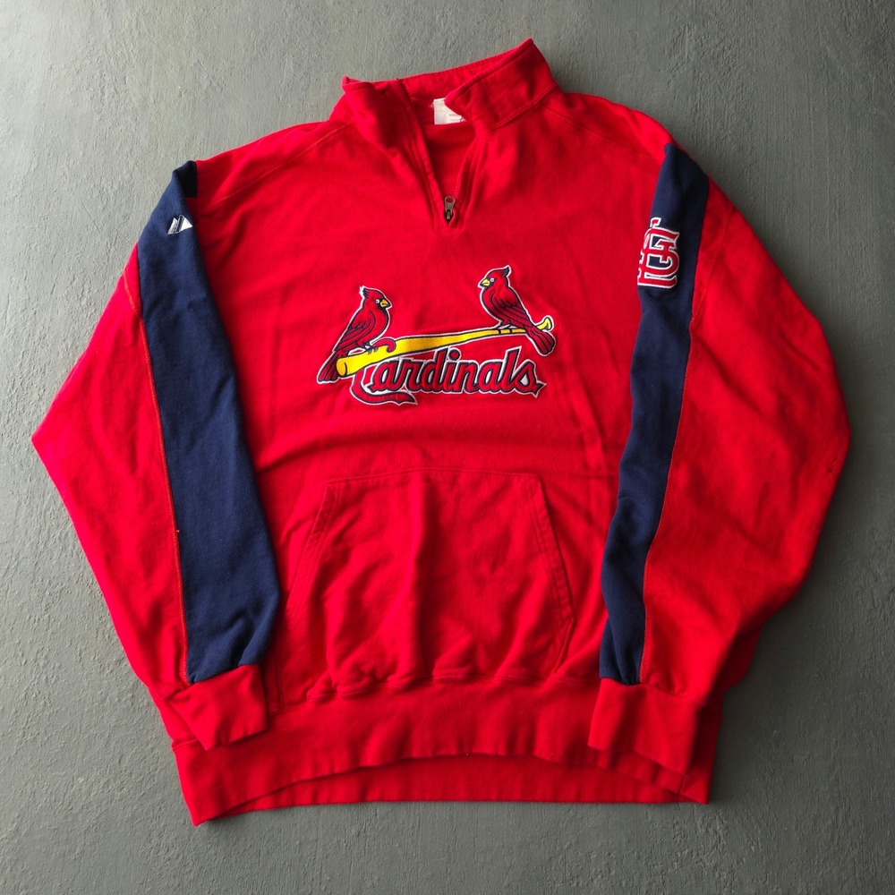 Vintage 2000s Majestic Red St. Louis Cardinals Quarter Zip Pullover XL MLB